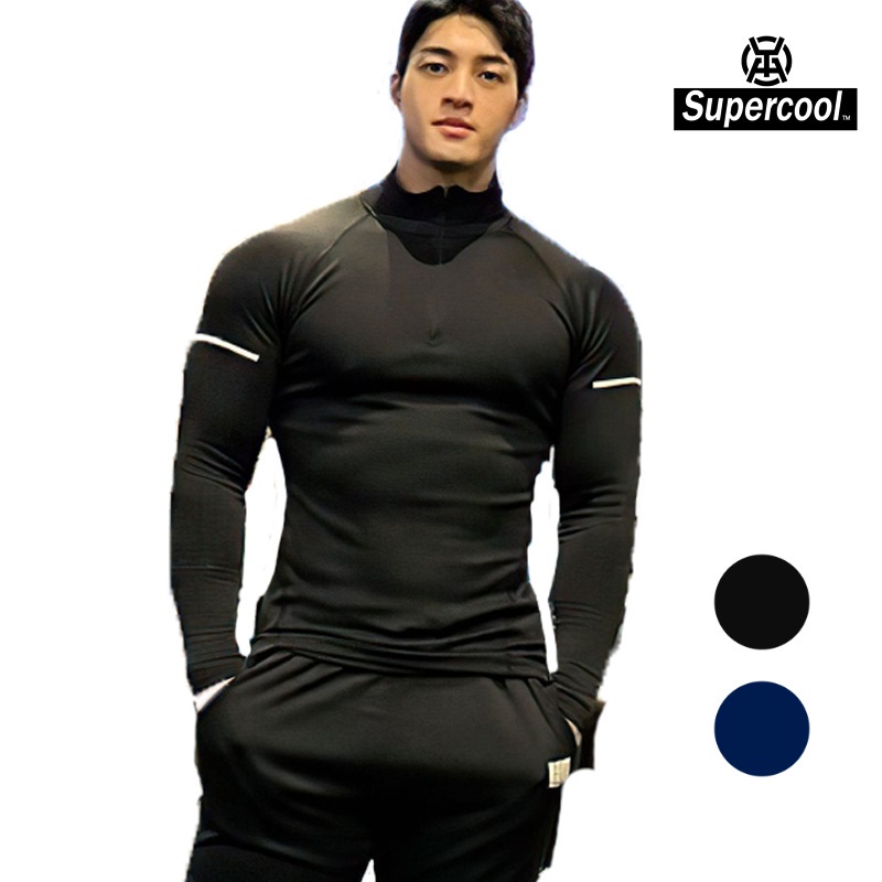 #SupercooL#Áo Giữ Nhiệt Thể Thao Nam Áo Thun dài tay có cổ khoá kéo big size phong cách Hàn Quốc cổ lọ thun lạnh PE co vải thoáng nhanh khô cao cấp thấm hút mồ hôi tốt trơn co giãn thu đông Form Slimfit chạy bộ chuyên thể dục bóng rổ Bóng Đá Cầu lông