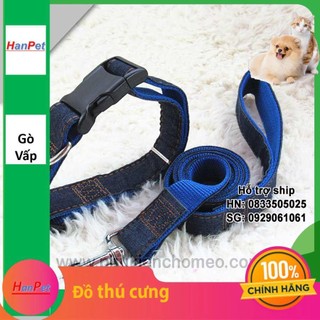 Hanpet.GV- 1201- Dây dắt chó vòng cổ vải bò (Size 1.0 : vòng cổ từ 18~26cm) (- 4711900)