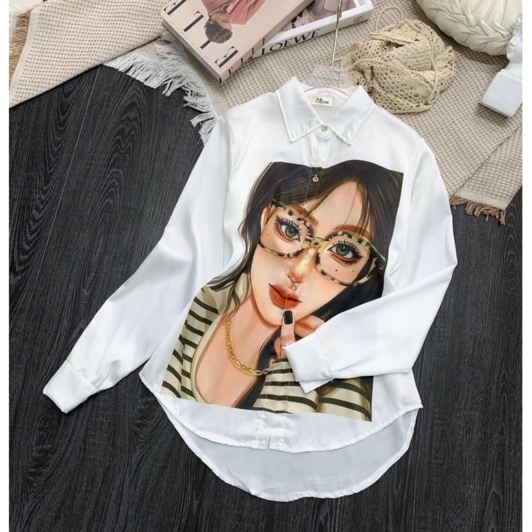 Áo sơ mi trắng in nhiệt, Có big size