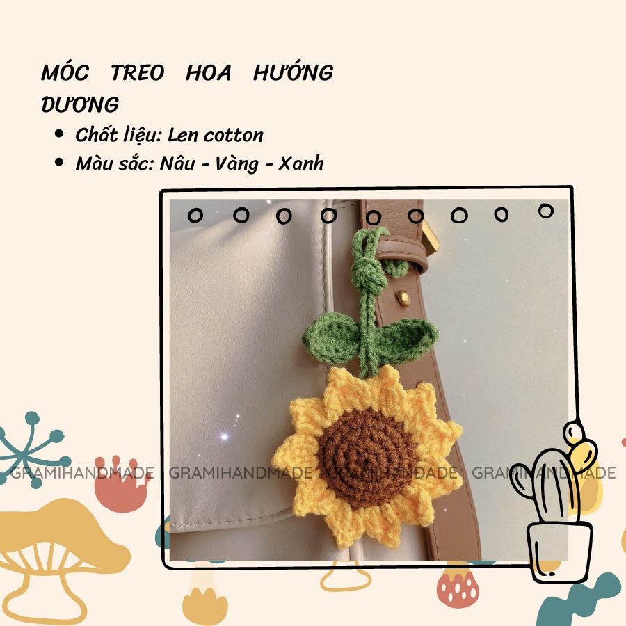 Móc khóa hoa hướng dương bằng len handmade