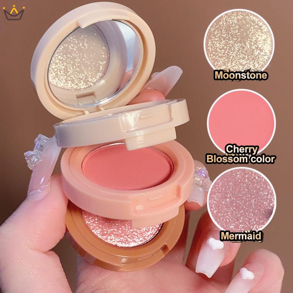 Bảng Phấn Bắt Sáng / Má Hồng 3 Trong 1 Đa Năng Màu Lì / Ánh Ngọc Trai Lấp Lánh Dành Cho Nữ - Thỏ Beauty