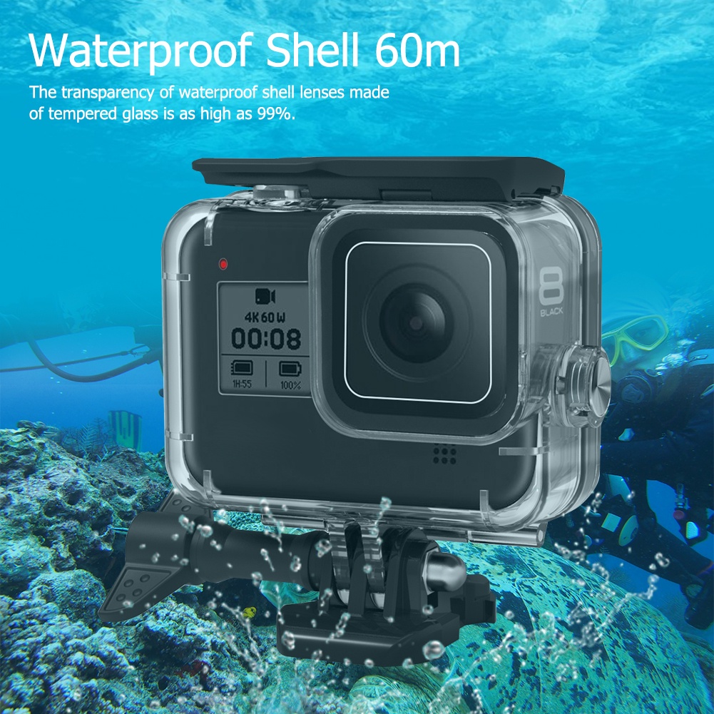 Vỏ Bảo Vệ Chống Nước 60m Dưới Nước Cho Gopro Hero 8 Đen