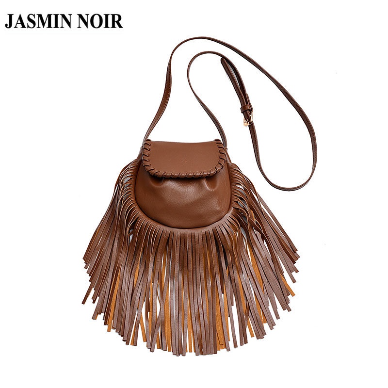 Túi Đeo JASMIN NOIR Chéo Da PU Phối Tua Rua Thời Trang Cho Nữ