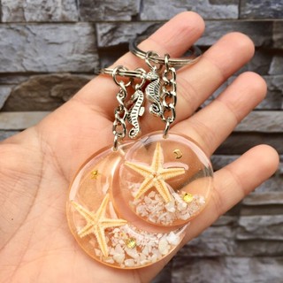 Móc Khóa cặp đôi sao biển thật (thêm tên theo yêu cầu) handmade keychain DIY quà lưu niệm Lilande