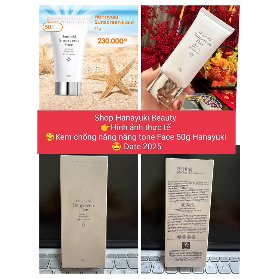 Combo Kem Chống Nắng Hanayuki Nâng Tông Cho Mặt và Body Hanayuki Face 50gr ,Body 100gr