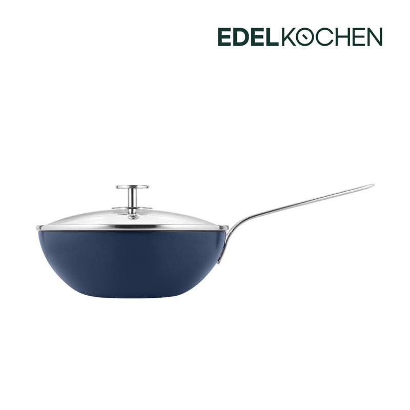 Chảo Vola inox 316 đáy liền 5 lớp Hàn Quốc size 24/26cm - Màu Xanh Navy/Trắng Ivory | Edelkochen x Sa Maison