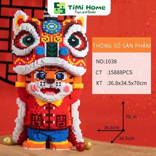 [70CM] Đồ Chơi Lắp Ráp Mô Hình Hổ Đầu Lân, Hổ Múa Lân Cỡ Lớn - Timi Home