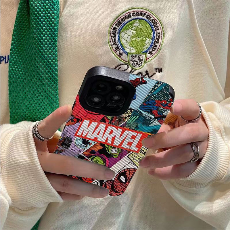Ốp Điện Thoại Hình Spiderman Hoạt Hình Phong Cách Âu Mỹ Cho iPhone 11 / 12 / 13 / 14 pro max