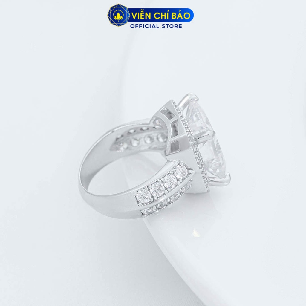 Nhẫn bạc nữ đá vuông to chất liệu bạc Ý thời trang phụ kiện trang sức Viễn Chí Bảo N400207