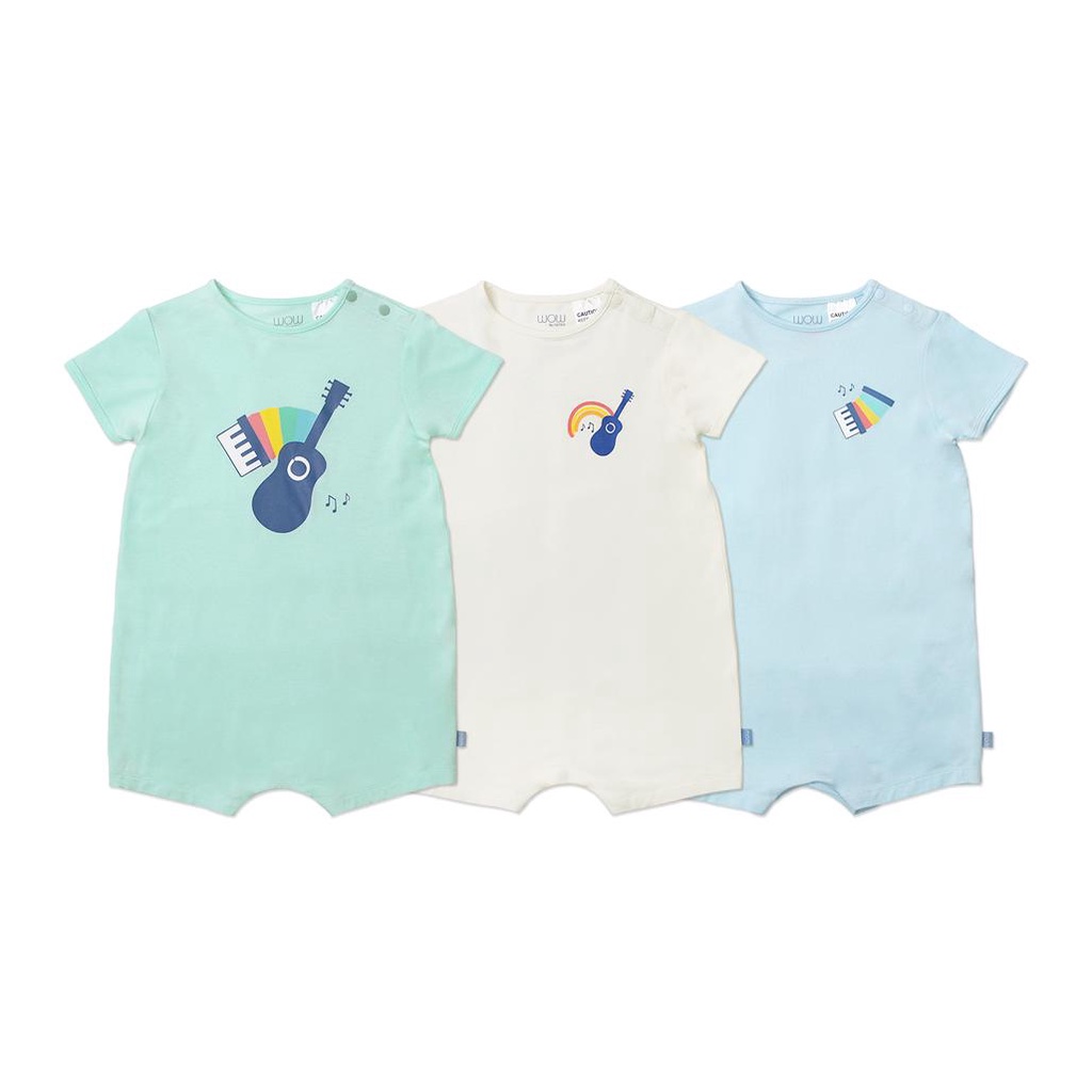 Set 3 bộ bodysuit OETEO bé trai bé gái 12 - 18 tháng vải 95% sợi tre - 5% spandex có nút bấm ở đáy - Whimsical 1226