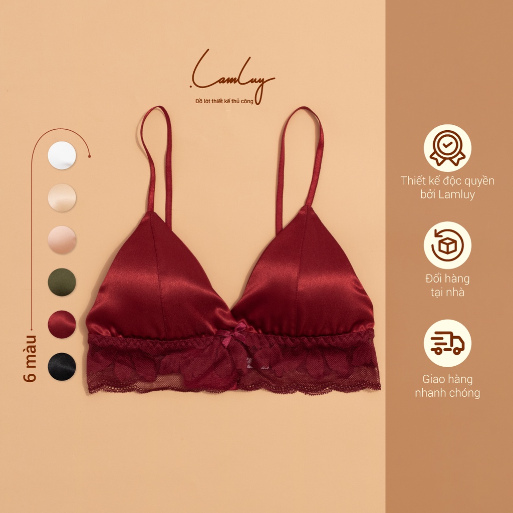 Áo lót mút mỏng bralette lụa chân ren Lamluy đẹp sang chảnh