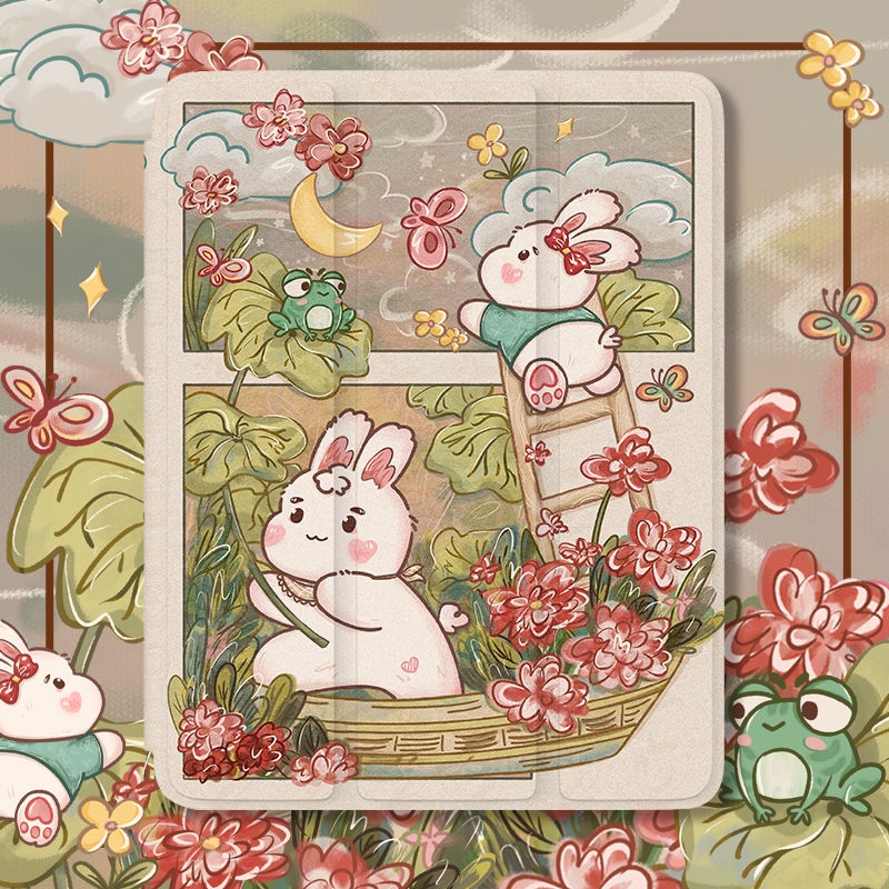 Ốp Máy Tính Bảng Mềm Hình Thỏ Hoa Cho iPad GEN10 7 / 8 / 9 Air4 / Air5 Pro11 "Pro12.9" 2022 Pro10.5 "mini6