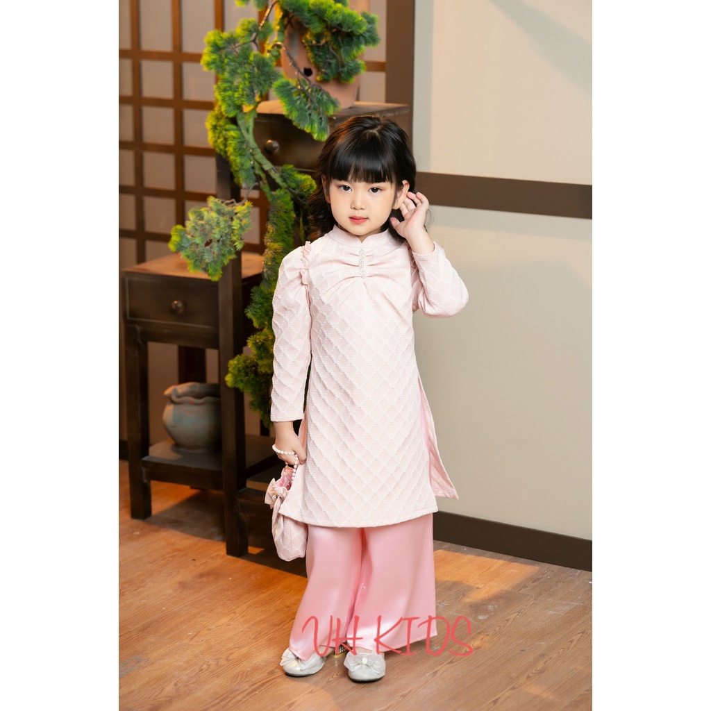 Áo dài bé gái kèm túi ngọc A143 AD2337