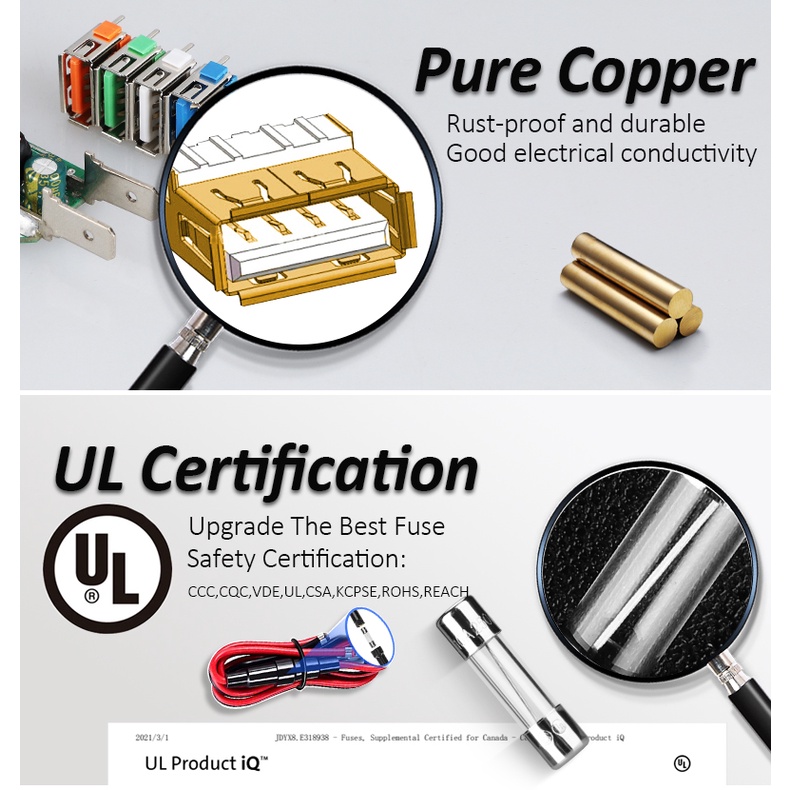 Ổ cắm sạc điện thoại hai cổng USB QC có đèn LED hiển thị điện áp 12-24V cho Toyota | BigBuy360 - bigbuy360.vn