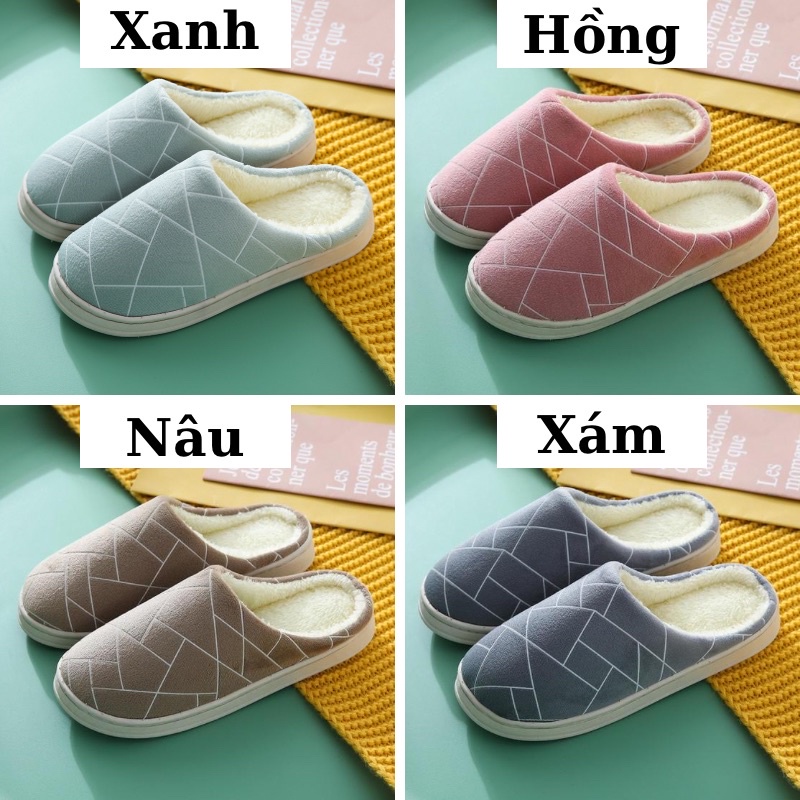 Dép bông đi trong nhà mùa đông dép lông đế cao su ấm áp nhẹ nhàng êm ái