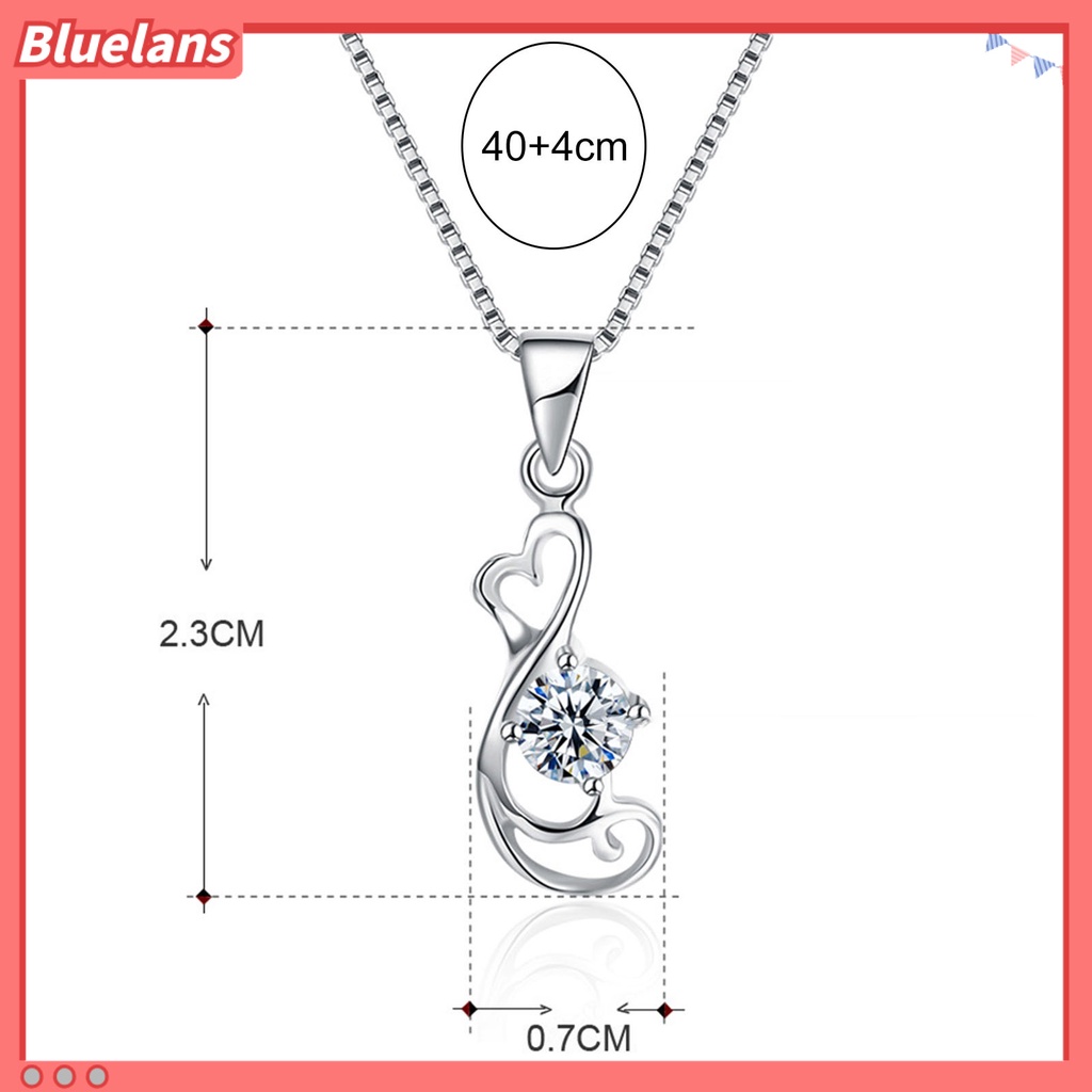 Vòng cổ Bạc 925 Mặt Hình Trái Tim Đính Đá Zircon Thời Trang Cho Nữ