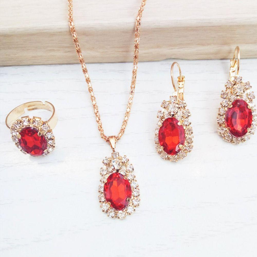 Bộ Trang Sức 15H Gồm Nhẫn / Bông Tai Hình Giọt Nước / Trái Tim Kiểu Retro Cho Nữ