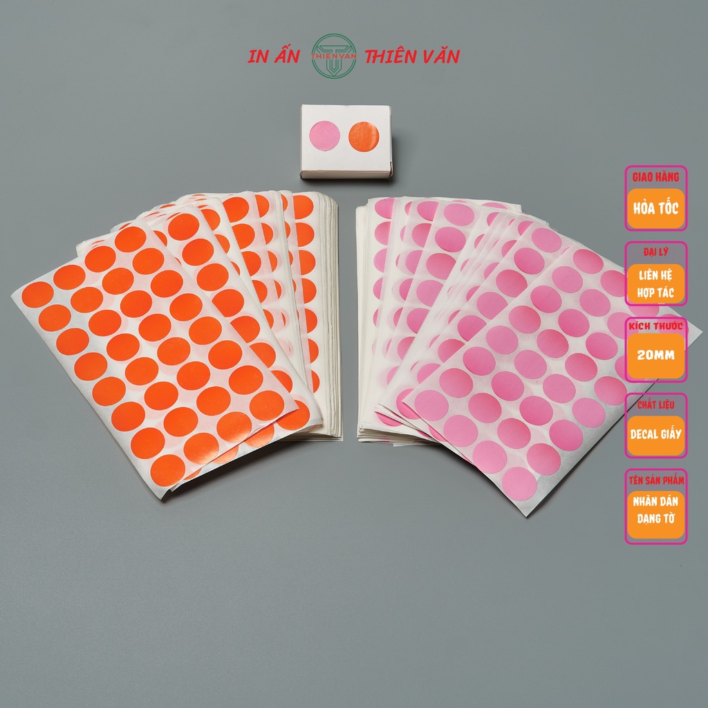Nhãn Dán Tem Tròn Chấm Bi Thiên Văn, Phi 15mm - 20mm - 30mm - 40mm - 50mm - tem đánh dấu, tem dán lỗi, tem phân loại
