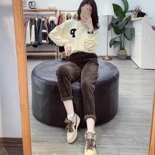 quần nhung dáng baggy cạp chun