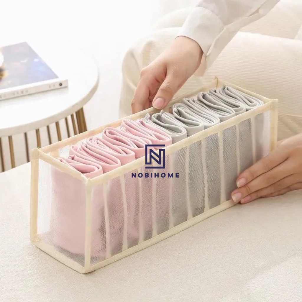 Túi Đựng Quần Áo Đồ Lót Tất Nhiều Ngăn Vải Lưới Trong Suốt Không Mùi Siêu Bền Nobihome