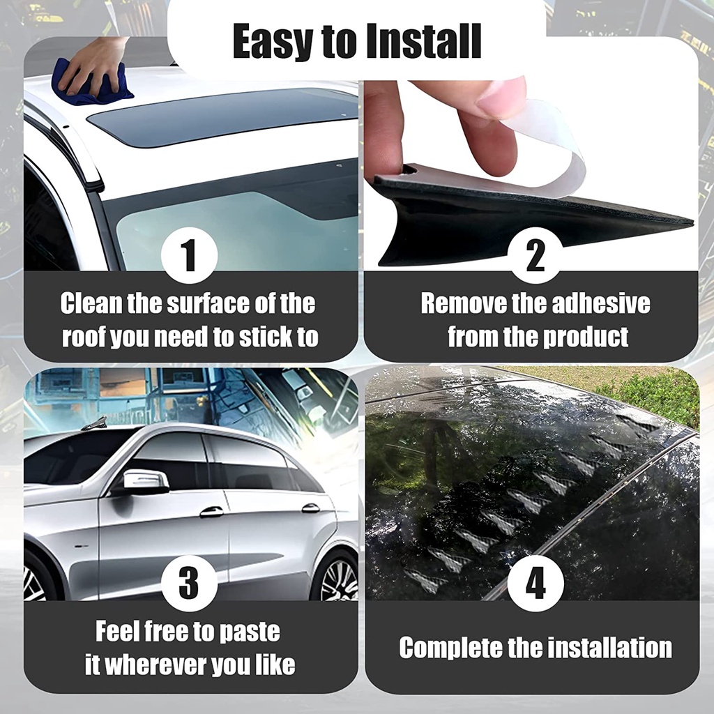 Bộ Ăng Ten Vây Cá Mập Màu Đen Bằng Sợi Carbon Dùng Trang Trí Mui Xe Hơi