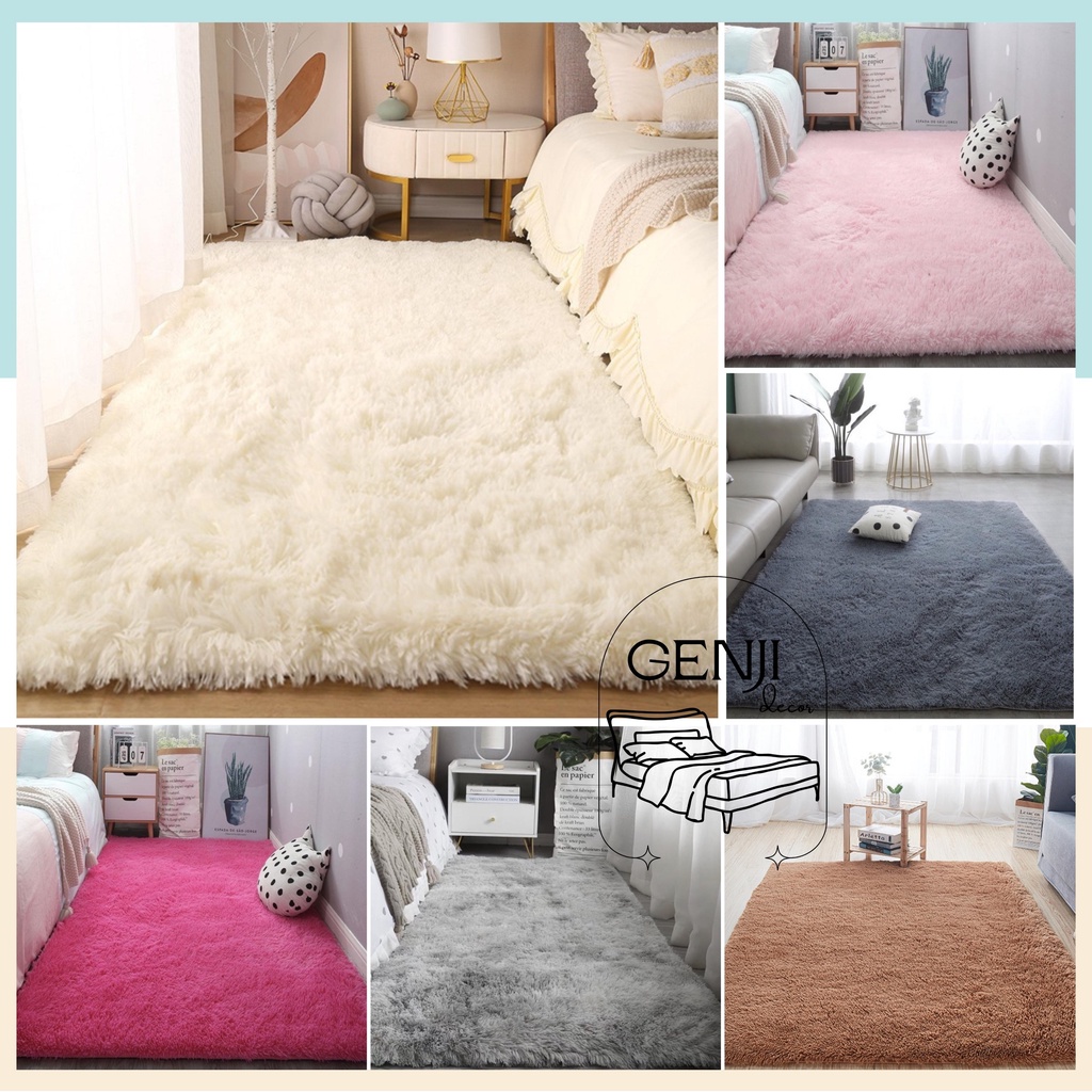 Thảm Lông Trải Sàn Phòng Ngủ 1 Màu Genji Decor, Thảm Trải Sàn Phòng Khách Cao Cấp