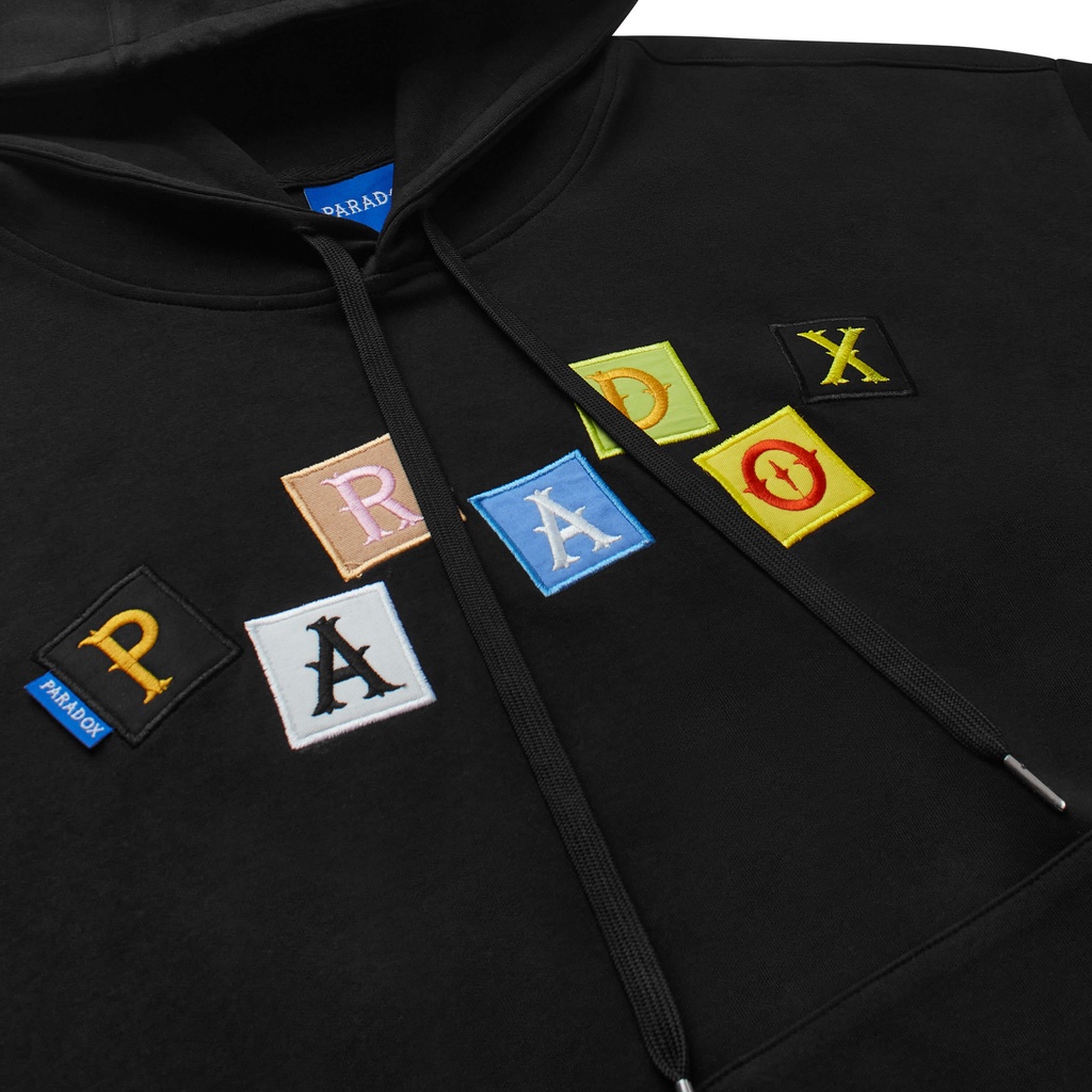 Áo hoodie Paradox SPRIGHTLY EMBROIDERY HOODIE - Đen