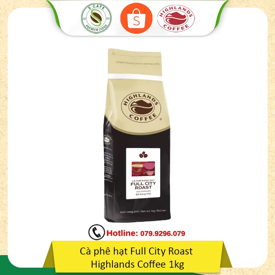 Cà phê hạt Full City Roast Highland Coffee 1kg - độ rang vừa