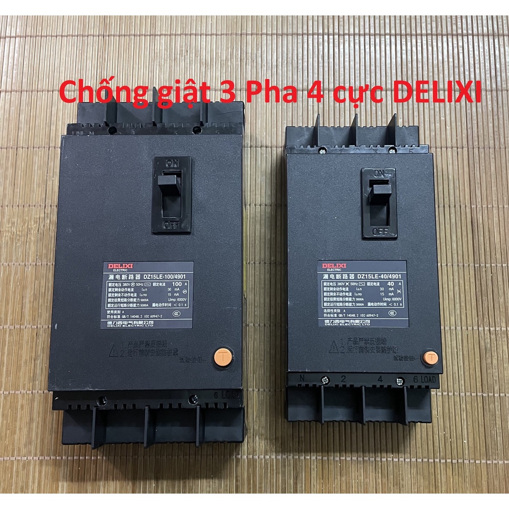 ELCB, Aptomat chống giật 3 pha 4 cực dạng khối chất lượng cao chính hãng DElIXI lắp tổng xưởng gia đình