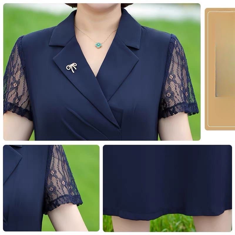 Đầm trung niên cổ vest thiết kế cao cấp 2023