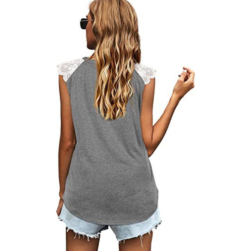 Áo Thun Tay Ngắn Cổ Chữ V Phối Ren Thời Trang Mùa Hè Cho Nữ