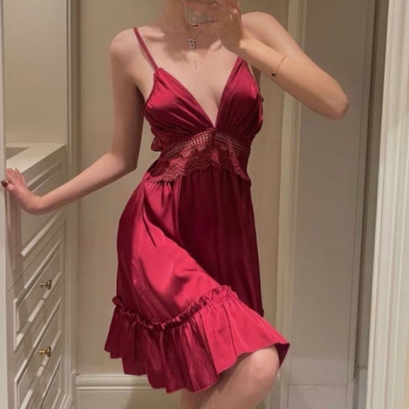 Váy Ngủ Lụa Sexy Gợi Cảm Lụa Cao Cấp Đầm Mặc Nhà MS1290 [CWEAR.SEXY_ĐỒ NGỦ & NỘI Y CAO CẤP]
