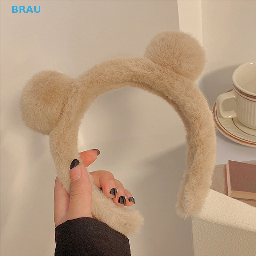 Băng Đô Cài Tóc Hình Tai Gấu Bằng Lông Nhung Dễ Thương Xinh Xắn