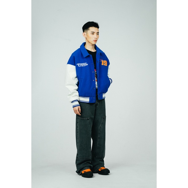 Áo Khoác Dạ Ép Unisex BOO Dáng Ngắn Varsity Phối Tay Da Infinitee 06 BOOLAAB