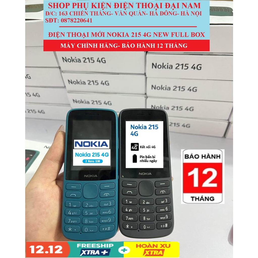 ĐIỆN THOẠI NOKIA MỚI 215( 2020)- NOKIA MỚI FULL BOX- MÀN HÌNH MÀU + MẠNG 4G