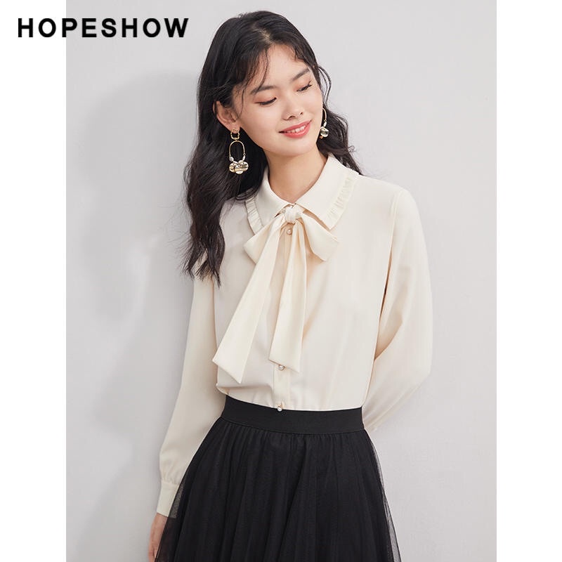 Áo sơ mi phối nơ Hopeshow