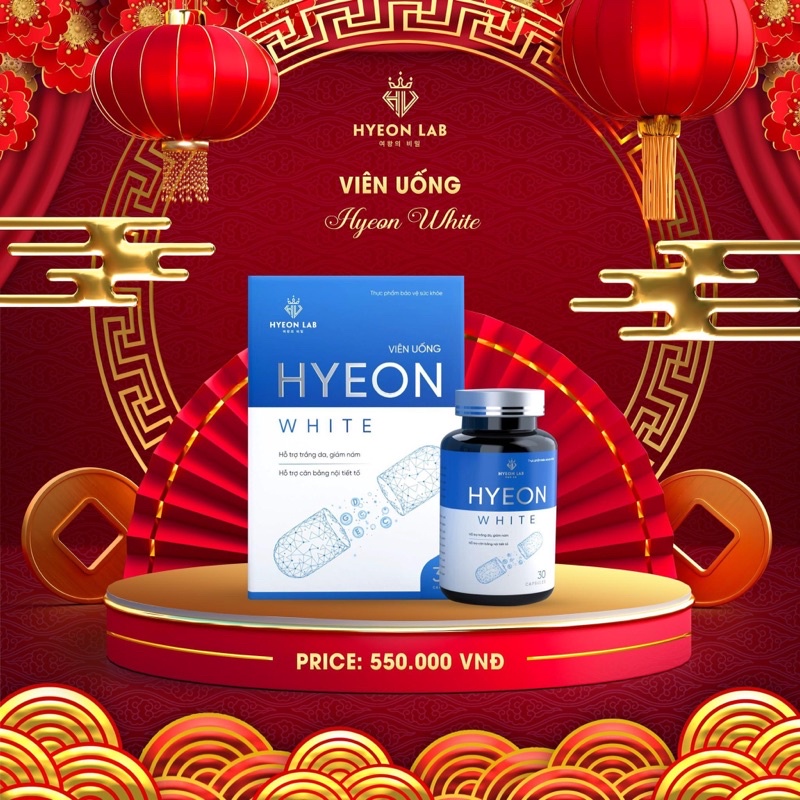VIÊN UỐNG TRẮNG DA HYEON WHITE BÍ QUYẾT DƯỠNG DA TRẮNG HỒNG CÂN BẰNG NỘI TIẾT TỐ HIỆU QUẢ TỪ SÂU BÊN TRONG