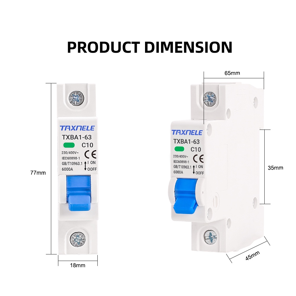 Cầu Dao Ngắt Mạch Mini 1P 2P 230V 400V 6KA 6A 10A 16A 20A 32A 40A 50A 63A
