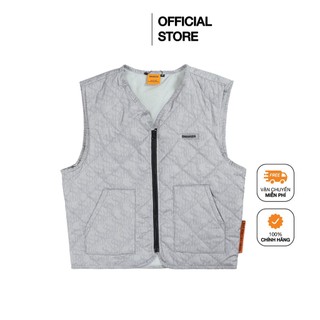 Áo jacket honogram local brand, khoác dù chần bông - logo puffer vest in grey