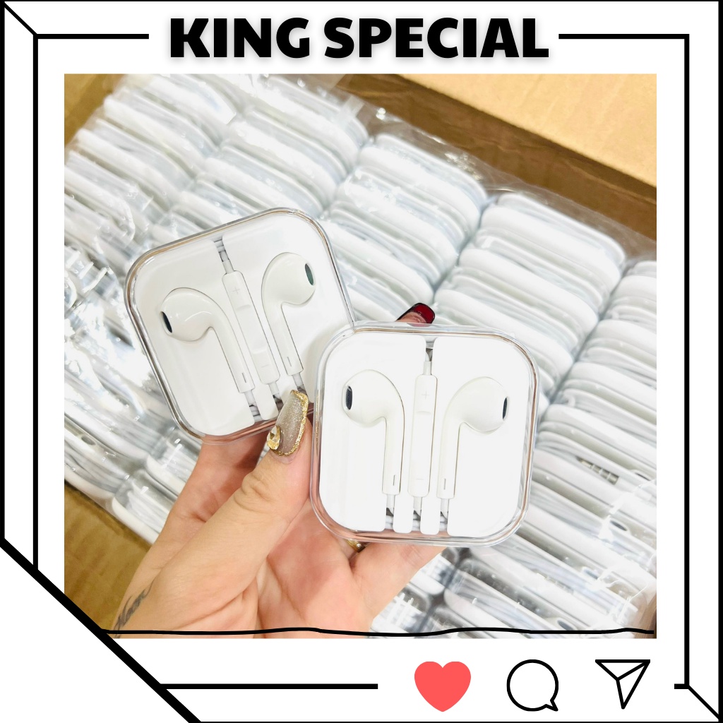 Tai Nghe Iphone 6 Tai Nghe Chân Tròn Xịn Bass Căng - Bảo Hành 6 Tháng