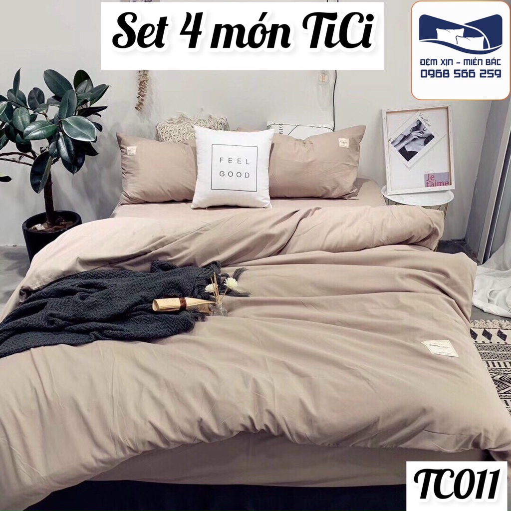 Bộ chăn ga cotton TICI cao cấp phong cách Hàn Quốc đủ size đủ màu hàng đẹp (không kèm ruột)