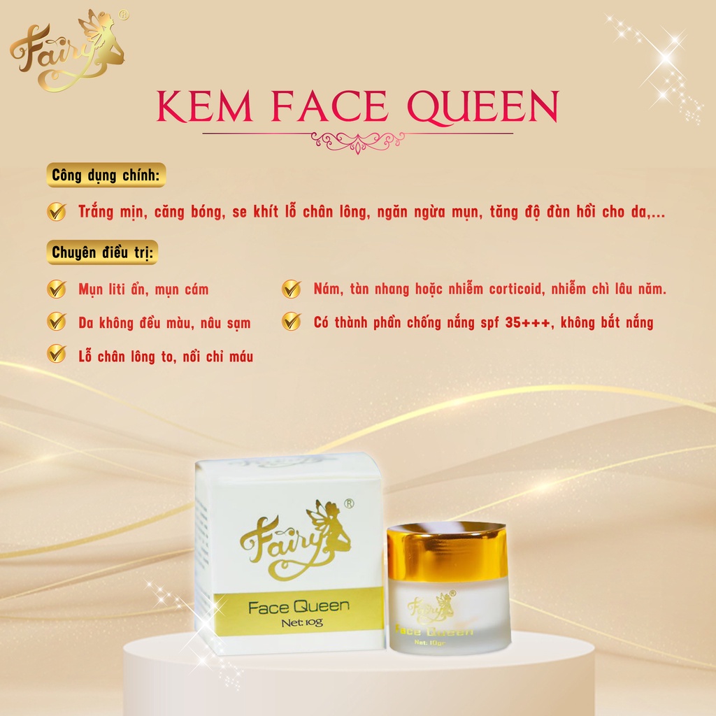 COMBO 3 Kem dưỡng da mặt Face Queen Fairy dưỡng trắng mờ thâm đều màu da 10gram | BigBuy360 - bigbuy360.vn