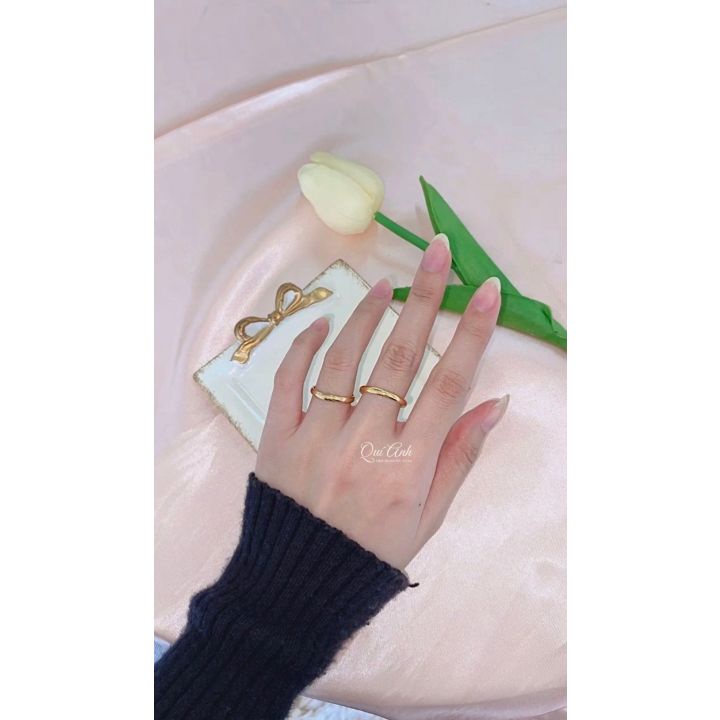 Nhẫn Ngón Út_Nhẫn Cặp_ Nhẫn Đôi_Nhẫn Titan Màu Vàng Bản tròn trơn 1.5mm