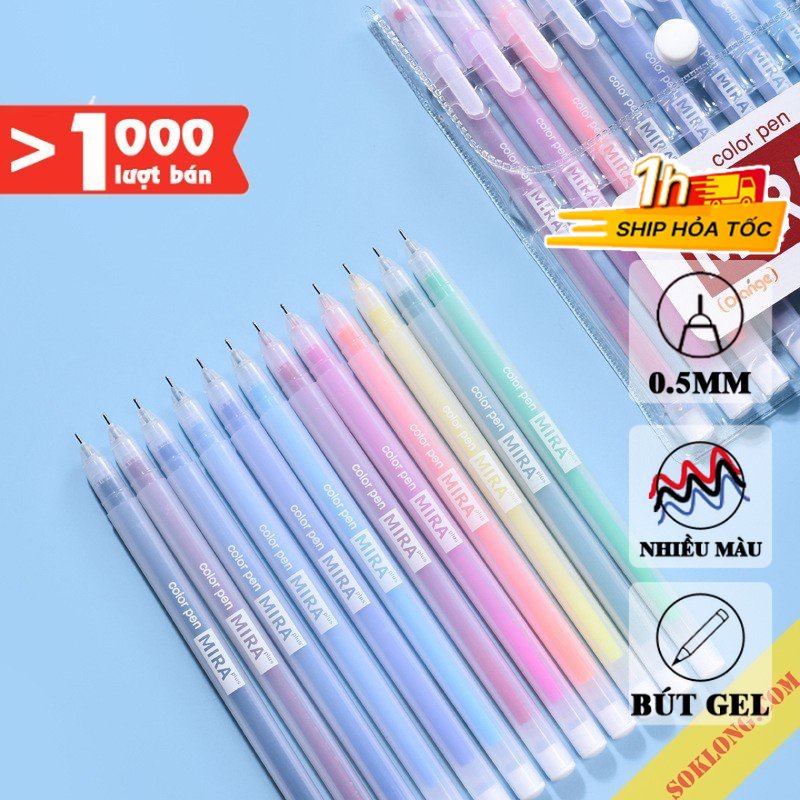 Bút gel ngòi 0.5mm Mira nhiều màu tùy chọn nét mượt, bút viết calligraphy Tuệ Minh