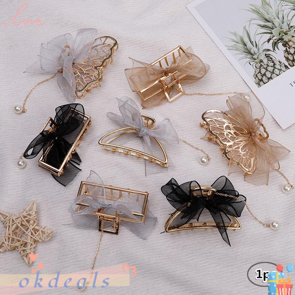 1 Kẹp Tóc Đính Nơ Phối Tua Rua Xinh Xắn