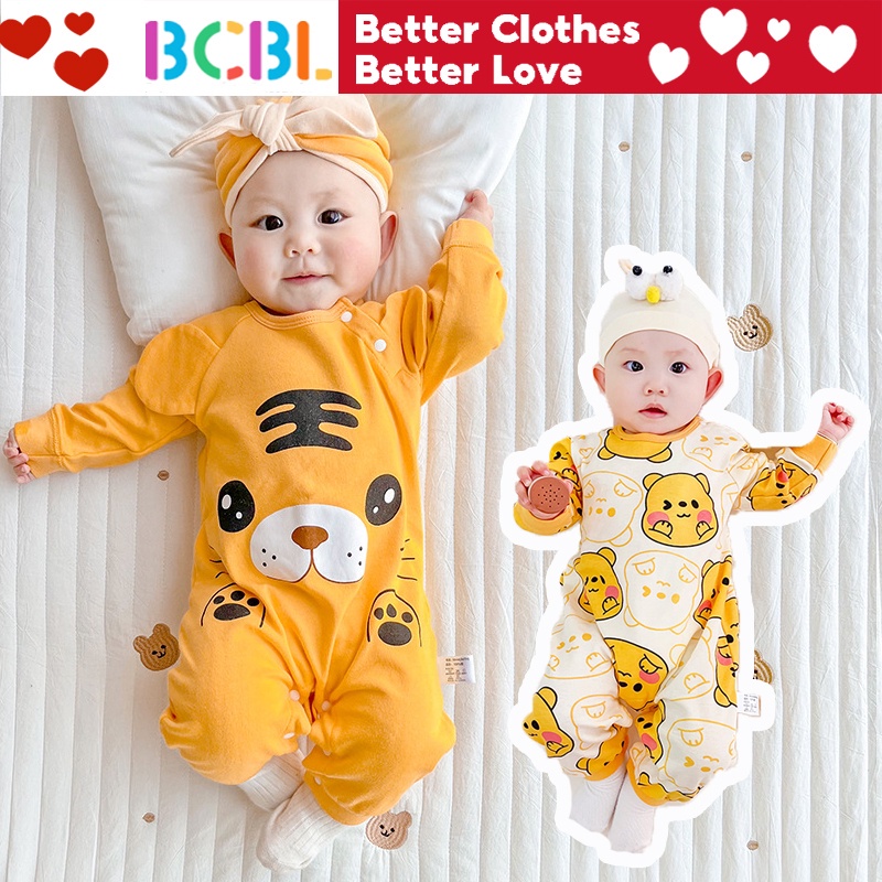 Áo Liền Quần Dài Tay Hai Mặt Bằng Cotton Trơn Phong Cách Hàn Quốc Cho Bé Sơ Sinh 1 Tuổi