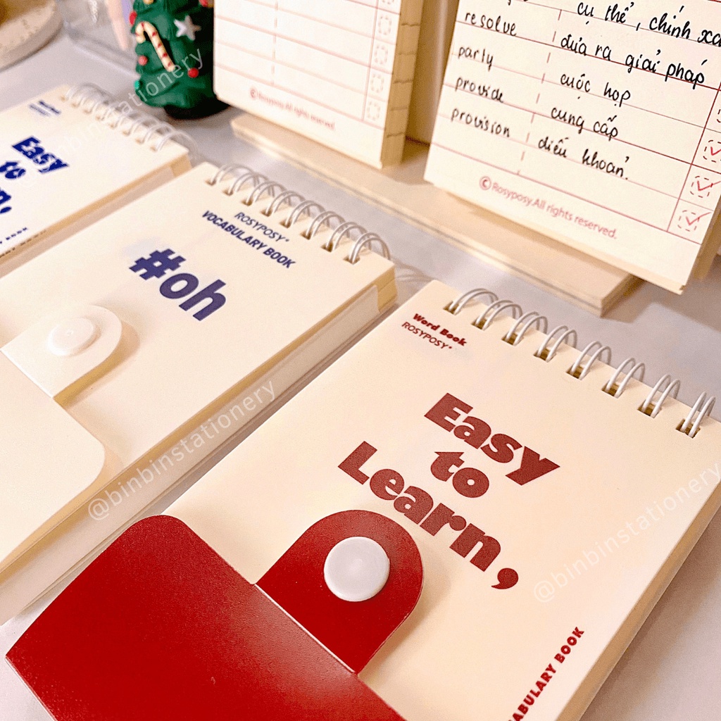 Sổ tay ghi chú từ vựng Rosy Pony Word Book phong các Retro, có thể đứng được STGC