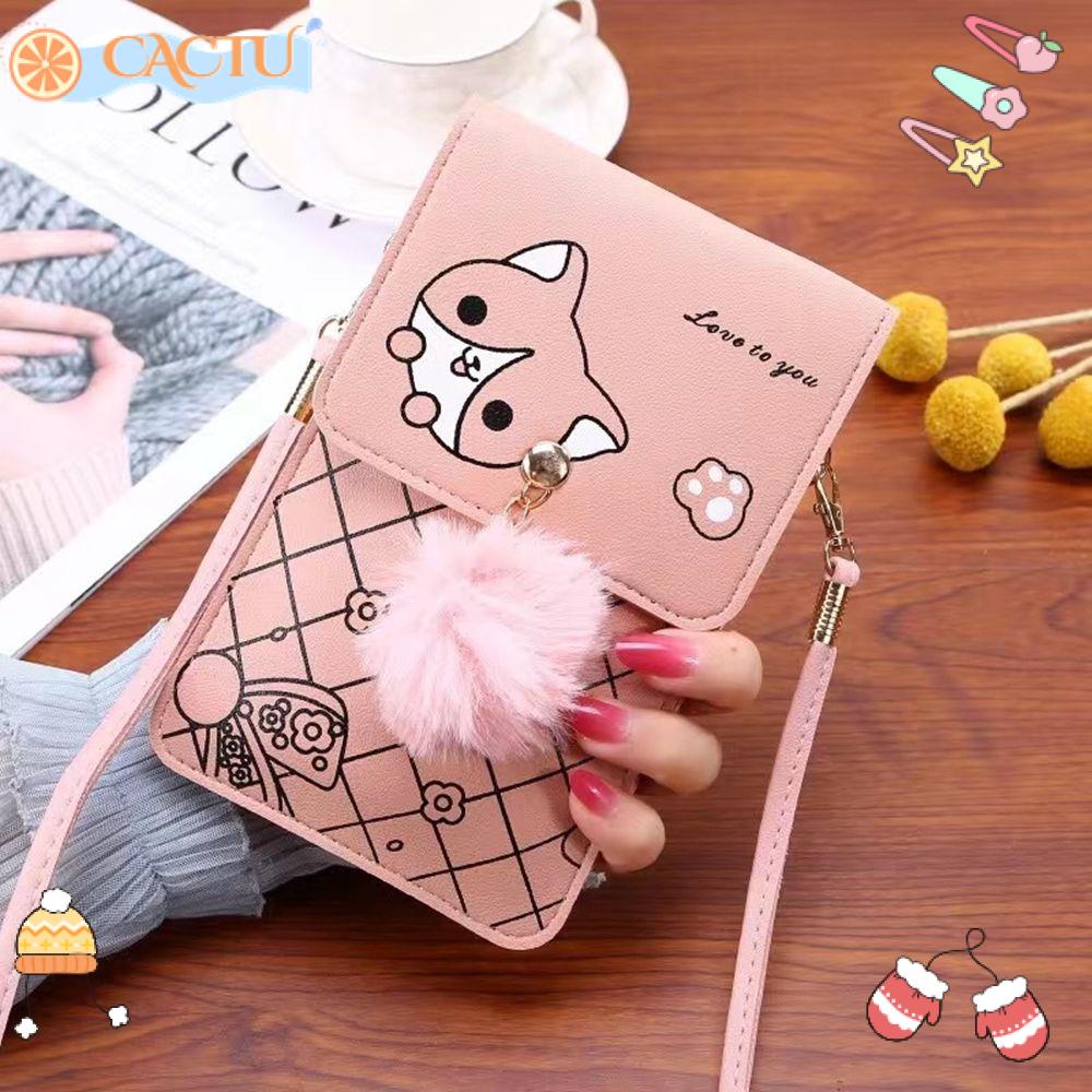 Ví Da PU Mini Đựng Điện Thoại Họa Tiết Hoạt Hình Dễ Thương