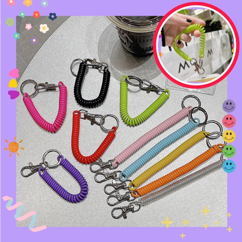 Dây lò xo đeo tay gắn ốp điện thoại/airpods/chìa khoá 🔒 chống thất lạc