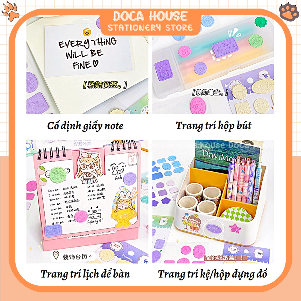 Sticker 3D, Sticker Nổi Dạng Dấu Ấn Niêm Phong Túi Hộp Nhiều Mẫu Hình Và Màu Sắc Dễ Thương